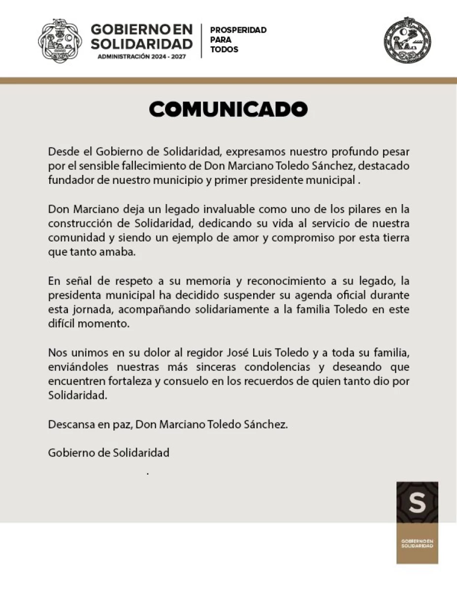 Fallece expresidente de Solidaridad Marciano “Chano” Toledo