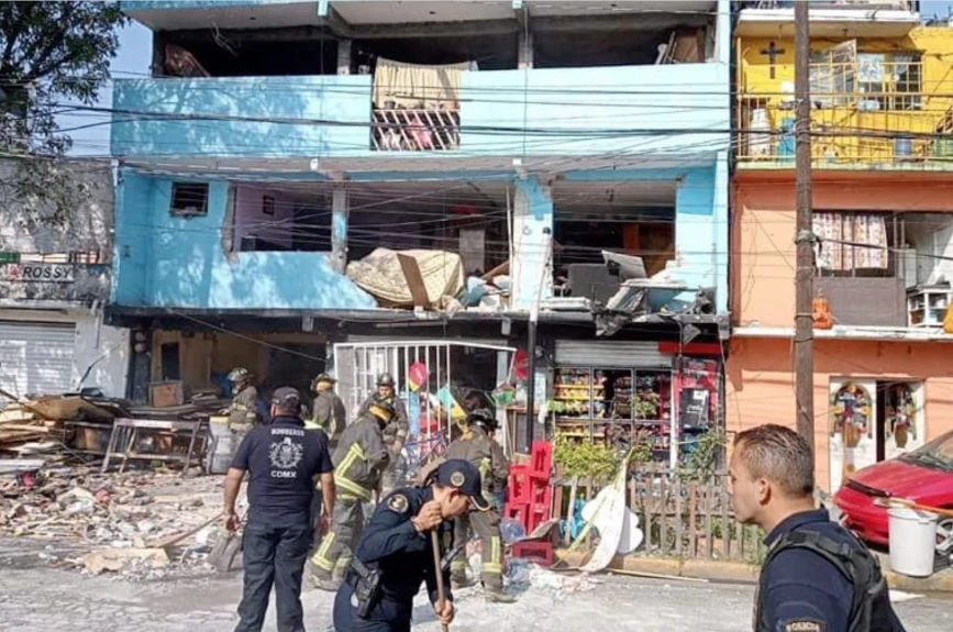 Hogar de la familia Frías después de una explosión.