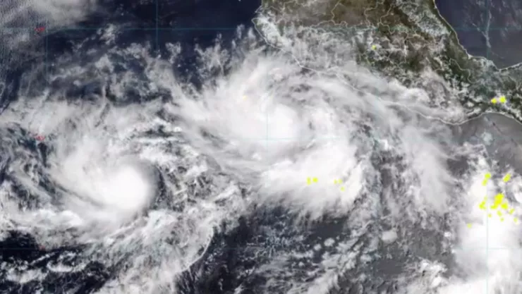 Mapa satelital de la tormenta tropical “Cosme” y “Bárbara”.