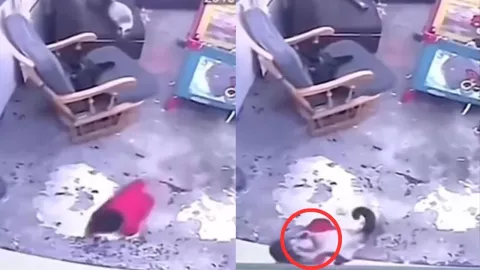 ¡Héroe! Gato salva a bebé de caer de unas escaleras (VIDEO)