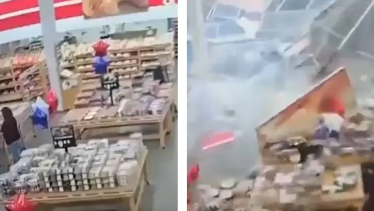 Así fue el momento EXACTO en que colapsa techo de supermercado en Nueva Jersey; varios se salvan de ser apl4st4d0s