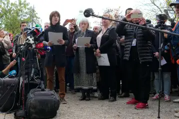 Conferencia de prensa del movimiento estudiantil serbio en Belgrado.