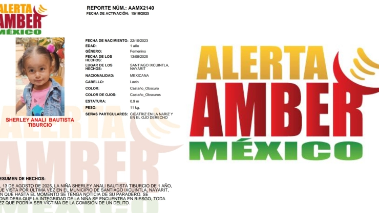 Alerta AMBER por Sherley Analí Bautista, desaparecida en Nayarit