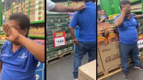 VIDEO Mujer exhibe hombre que la acosó en supermercado; él llora
