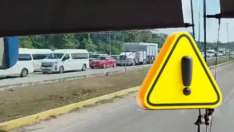 Ttráfico muy pesado hoy, martes 11 de febrero de 2025, en la carretera federal rumbo a Cancún_ Esta es la causa.jpg
