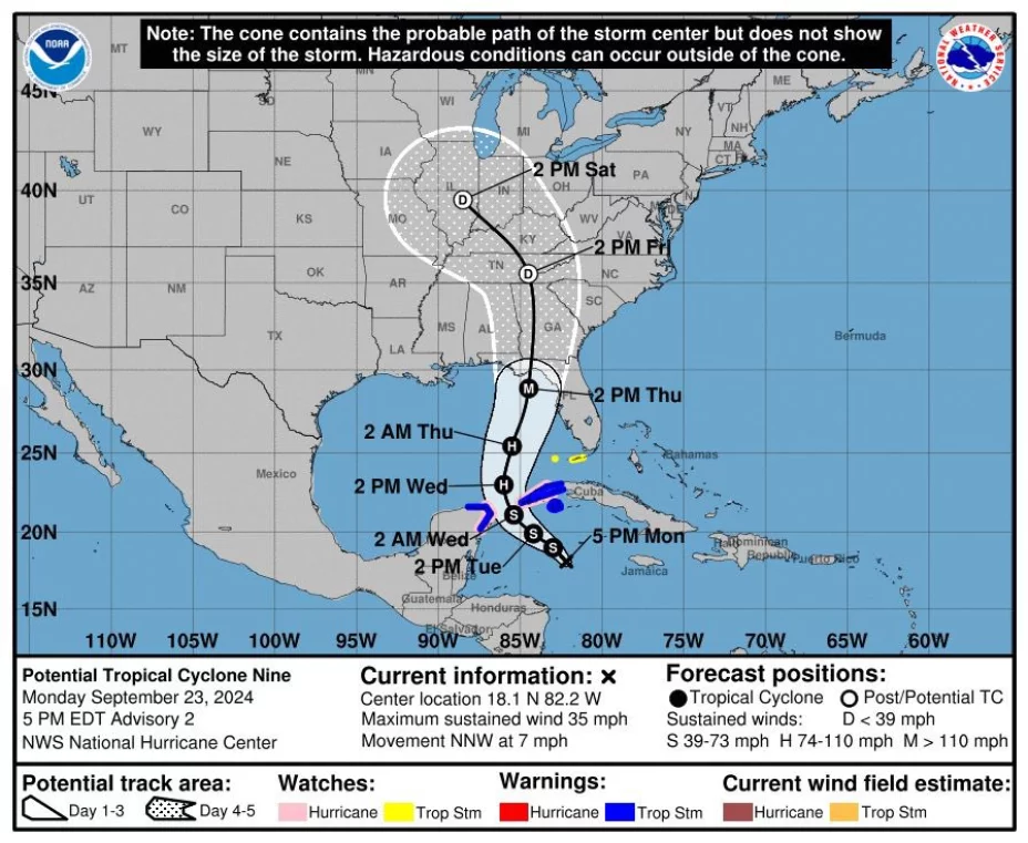 Conoce la trayectoria del ciclón tropical “Nueve” hoy 23 de septiembre de 2024