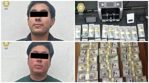 Sujetos detenidos por fraude en la compra de criptomonedas en CDMX.