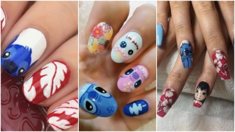 Mira estas uñas con motivo de Stitch