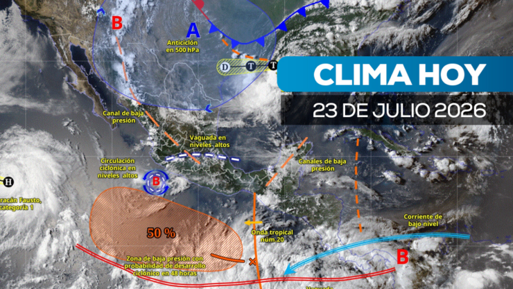 Se prevén fuertes lluvias en México este 23 de julio de 2026.