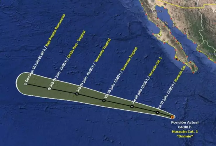 Bonnie huracán categoría 1 México