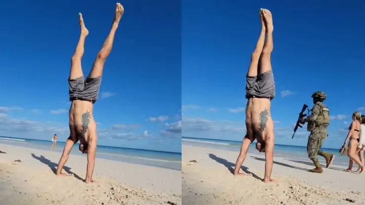 Instructor de yoga transmite su clase en vivo en Tulum mientras la Marina persigue a un delincuente