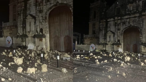 Iglesia de Parroquia de San Pedro Apóstol Bantayan afectada por el terremoto en Filipinas del 30 de septiembre de 2025.