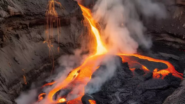 Turista atrapada en el interior de un volcán