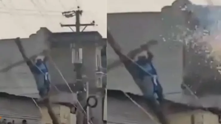 VIDEO: ¿Una señal? Hombre que personificaba a Jesús en el Viacrucis se electrocutó en la cruz