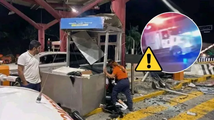 El tráiler impactó la caseta antes de intentar huir en Veracruz