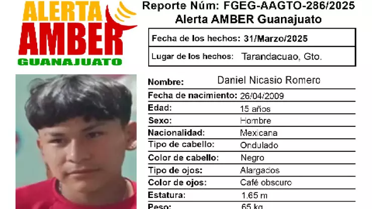 Daniel Nicasio, de 15 años salió a trabajar y no regresó a casa; lo busca su familia en Guanajuato