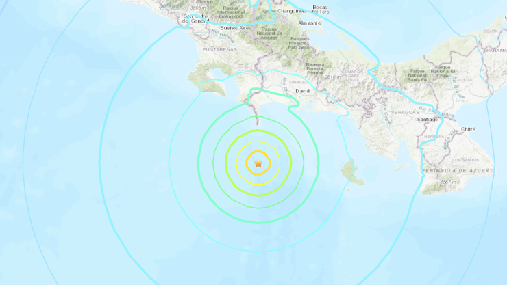 Se registra sismo magnitud 6.8 entre Panamá y Costa Rica