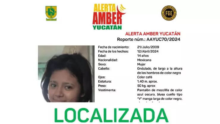 Alerta Amber en Yucatán_ Localizan a menor de 14 años de edad