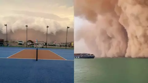 VIDEO: ¡Momento de terror! Tormenta de arena en Guaymas sorprende a turistas