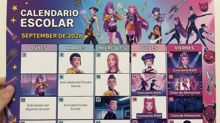 Calendario escolar KPop Demon Hunters