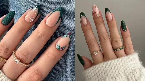 23 modelos de uñas navideñas elegantes y sencillas: puedes usarlas en cortas o largas y se ven preciosas