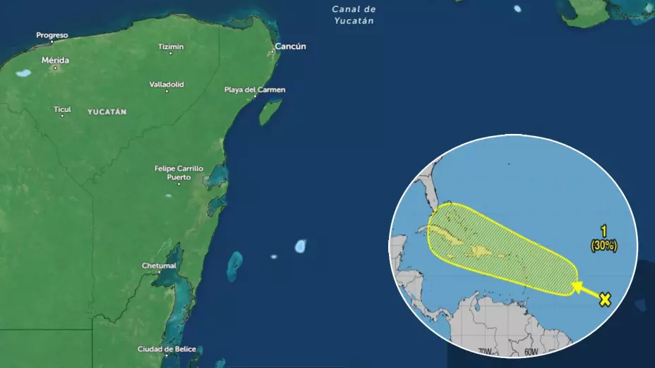 ¿Afectará a Quintana Roo? Zona de baja presión en las Antillas Mayores aumenta probabilidad de desarrollo CICLÓNICO
