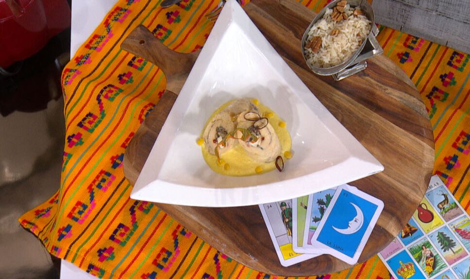 Pollo relleno con champiñones