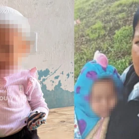 jazlyn a la izquierda siendo cargada por su mamá y a la derecha por su abuelita alicia matías