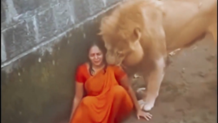 Mujer con león