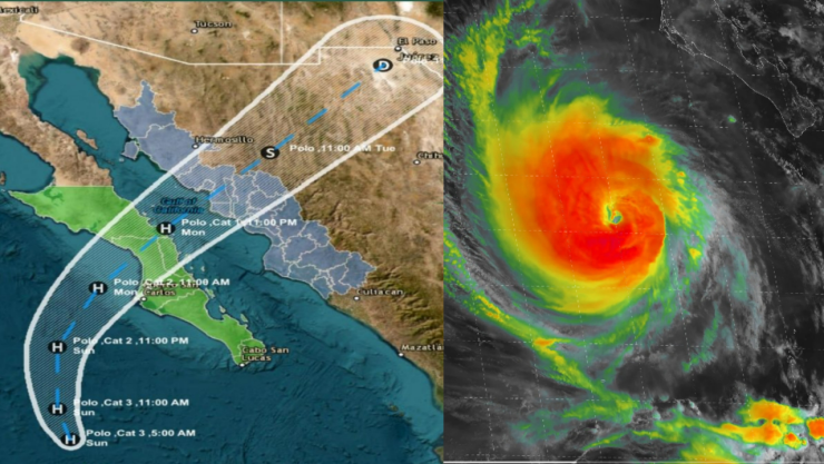 A qué hora tocará tierra el huracán Polo en México