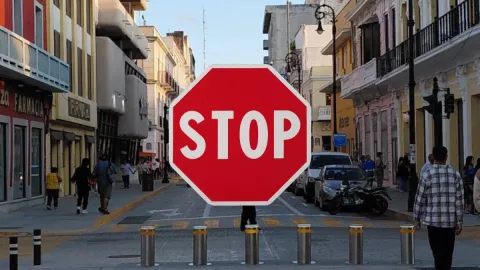 Cierre vial en Centro Histórico de Veracruz