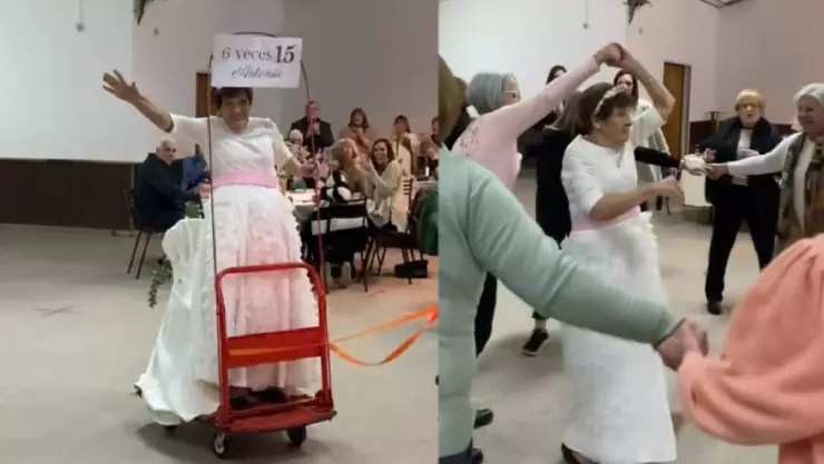 VIDEO: ¡Seis veces 15! Abuelita celebra sus 90 años como quinceañera