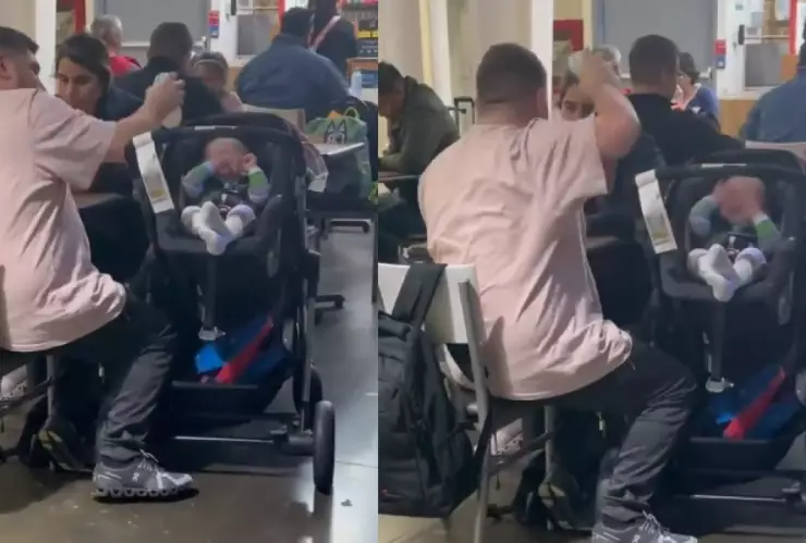 Bebé es golpeado con biberón