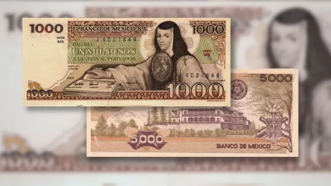 Dan más de 9,000,000 por un antiguo billete de mil y otro de cinco mil pesos.jpg