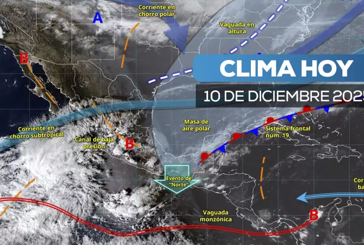 Clima 10 de diciembre 2025 en México