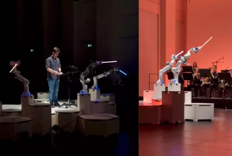 Robot de 3 brazos dirige orquesta en Alemania