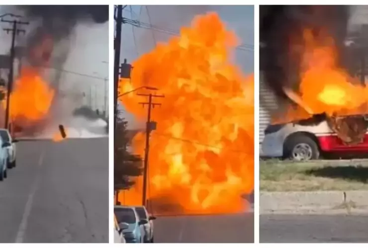 VIDEO: Desata pánico incendio de camioneta repartidora de gas; tanques salieron volando