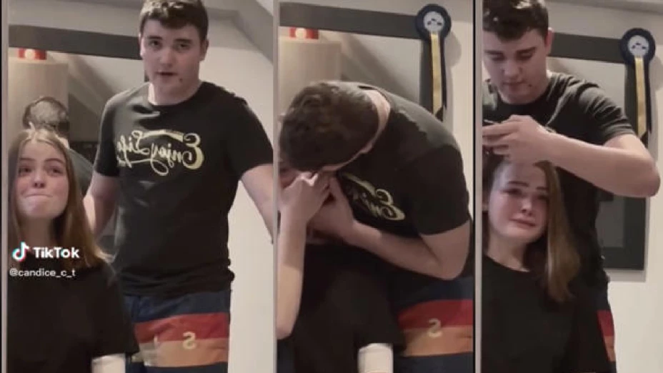 Emotivo momento de joven rapando a su novia con cáncer, se viraliza por su apoyo.jpg