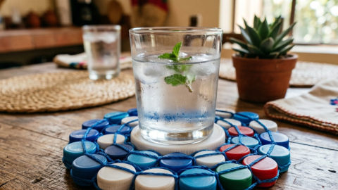 Portavasos con tapas de garrafón
