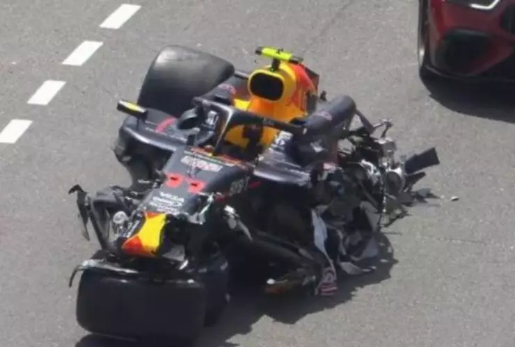 VIDEO Auto de Checo Pérez destrozado accidente Mónaco F1