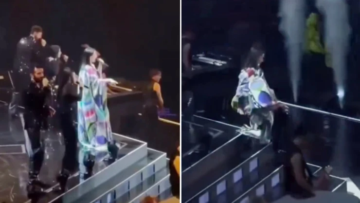 Laura Pausini sufre accidente en concierto: aparatosa caída queda captada en VIDEO