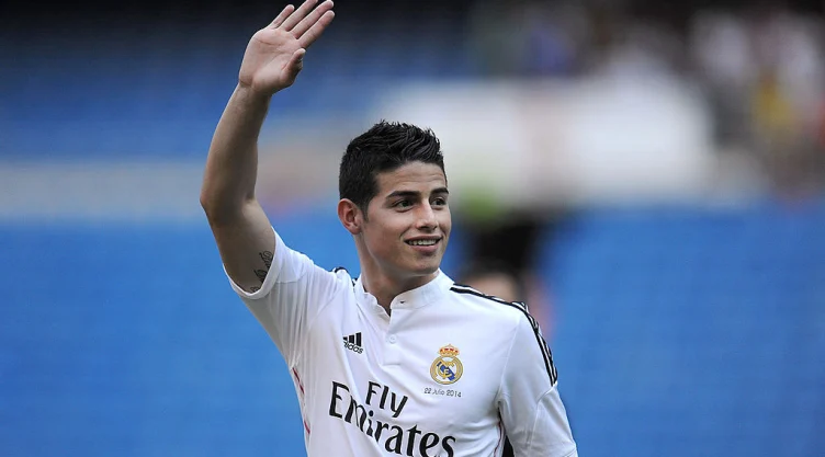 James Rodríguez en su presentación con el Real Madrid