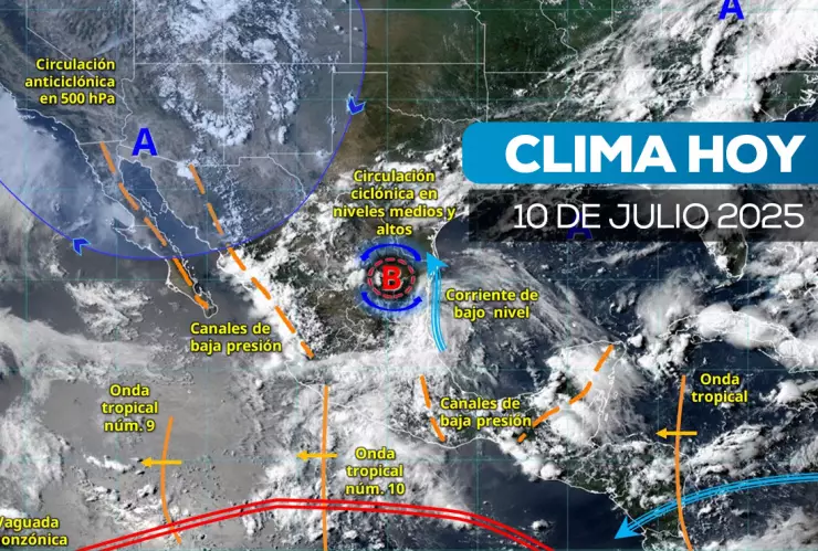Clima 10 de julio: el monzón mexicano y ondas tropicales provocarán lluvias, rachas de viento y temperaturas extremas. Consulta el pronóstico completo.