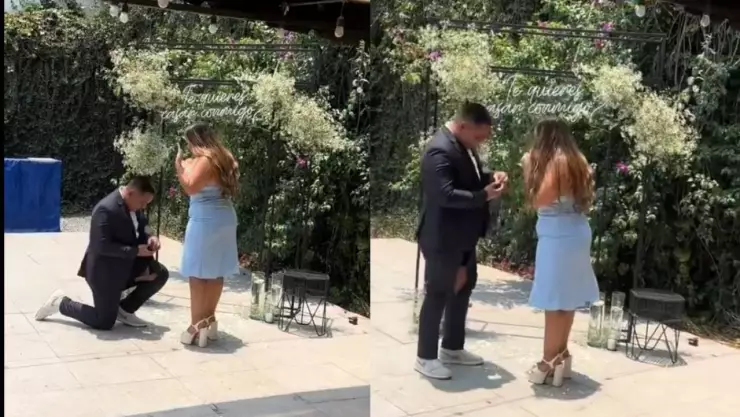 Se le rompen pantalones al pedir matrimonio