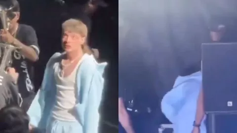 Peso Pluma se viraliza luego de actuar raro en pleno concierto