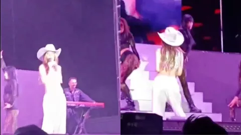 Belinda sufre accidente con su vestuario en pleno concierto y todo quedó captado en VIDEO