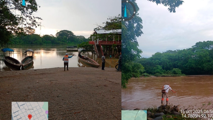 Lluvias ponen en alerta a Chiapas: mantienen estrecha vigilancia en los ríos Suchiate y Usumacinta