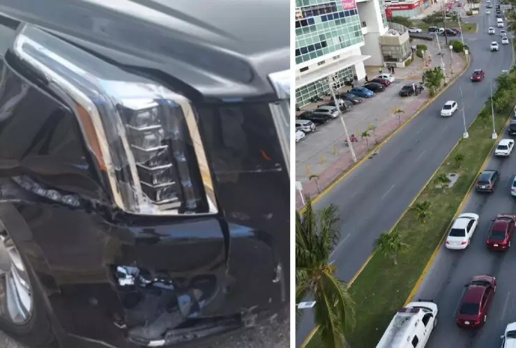 Accidente en la avenida Bonampak en Cancún provoca tráfico lento