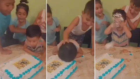 niño es aplastado en pastel de cumpleaños múltiple veces y destruye todo su pastel del enojo.jpg