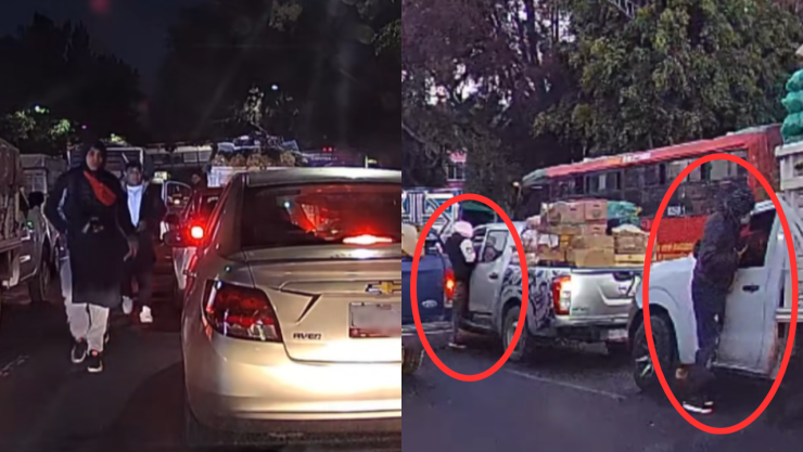 Sujetos aramados asaltan a automovilistas en pleno tráfico